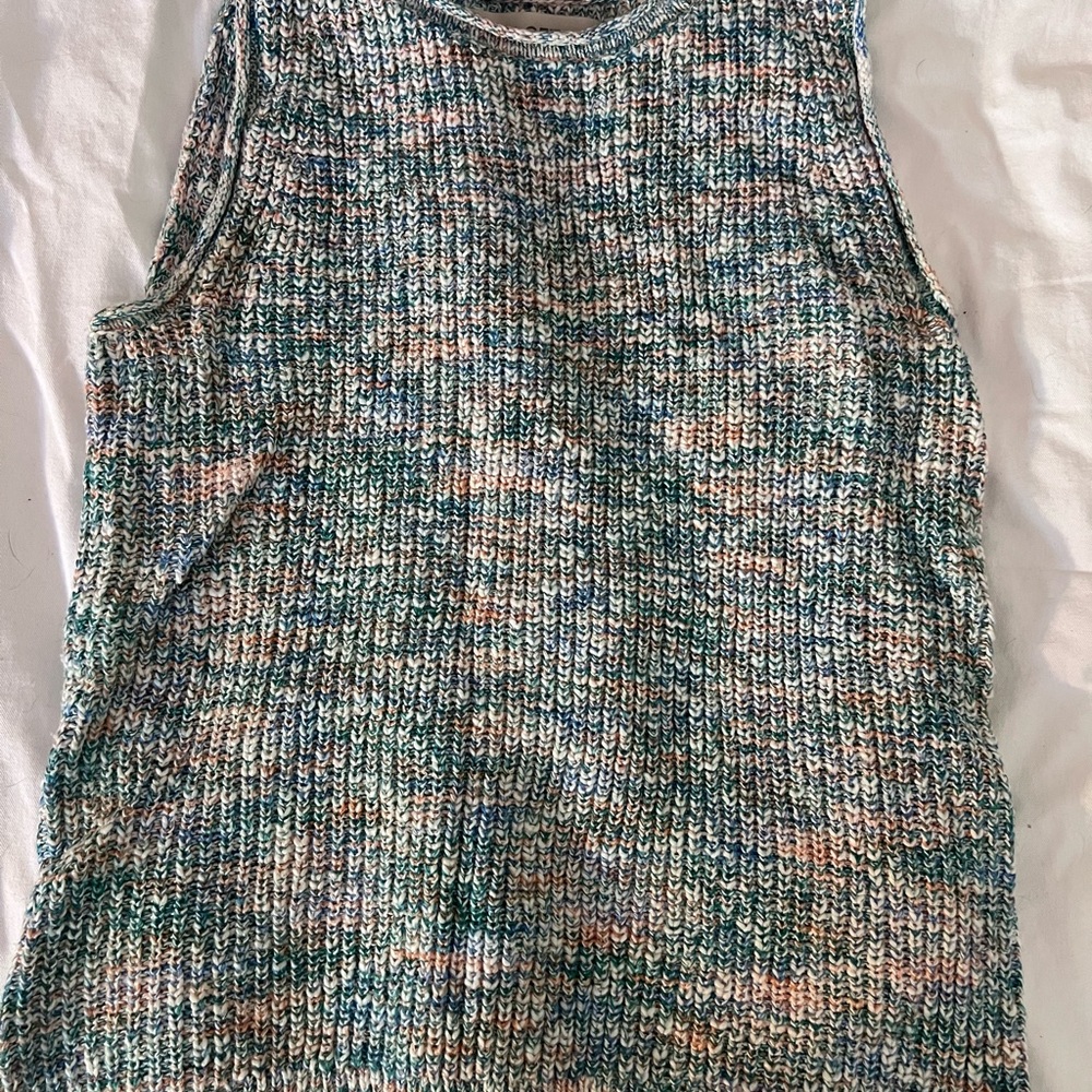 LOFT Blue Gray Ribbed Tank Top Sweater